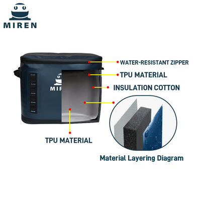 Zip được khâu 30 hộp túi mát 20L Capacity lớn túi mát mềm cho dã ngoại và du lịch bãi biển
